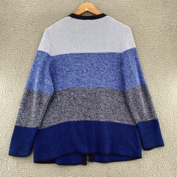 Talbots Sweater Womens Extra Large Blue Colorblock Chunky Knit Open Cardigan - Picture 3 of 9